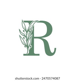 Botanical logo design letter vector with creative flower concept