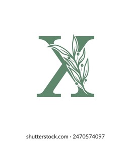 Botanical logo design letter vector with creative flower concept
