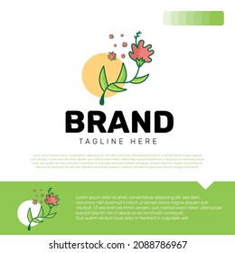 Botanical Logo Design Template Vector Illustration