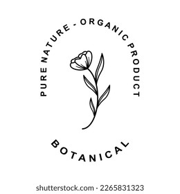 botanical logo illustration for beauty natural organic brand
