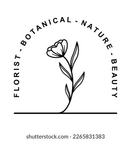 botanical logo illustration for beauty natural organic brand