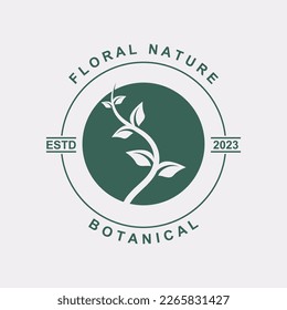 botanical logo illustration for beauty natural organic brand