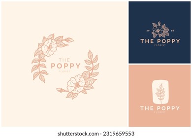 Botanical logo kit, Premade logo design, Handdrawn logotype, Floral design, Branding kit, Minimal emblem, Minimalistic sign, Leaf logo, Twigs, Branch, Logo pack, Template pack