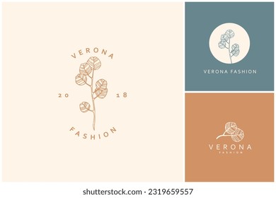 Botanical logo kit, Premade logo design, Handdrawn logotype, Floral design, Branding kit, Minimal emblem, Minimalistic sign, Leaf logo, Twigs, Branch, Logo pack, Template pack