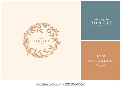 Botanical logo kit, Premade logo design, Handdrawn logotype, Floral design, Branding kit, Minimal emblem, Minimalistic sign, Leaf logo, Twigs, Branch, Logo pack, Template pack