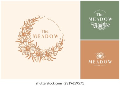 Botanical logo kit, Premade logo design, Handdrawn logotype, Floral design, Branding kit, Minimal emblem, Minimalistic sign, Leaf logo, Twigs, Branch, Logo pack, Template pack