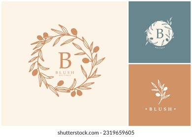 Botanical logo kit, Premade logo design, Handdrawn logotype, Floral design, Branding kit, Minimal emblem, Minimalistic sign, Leaf logo, Twigs, Branch, Logo pack, Template pack