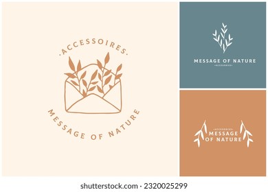 Botanical logo kit, Premade logo design, Handdrawn logotype, Floral design, Branding kit, Minimal emblem, Minimalistic sign, Leaf logo, Twigs, Branch, Logo pack, Template pack