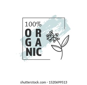 Botanical logo outline drawing. Minimal floral vintage style. Doodle plant vector illustration. Pure nature organic brush. Line drawing. Botanical floral badge collection. Eco product emblem set.