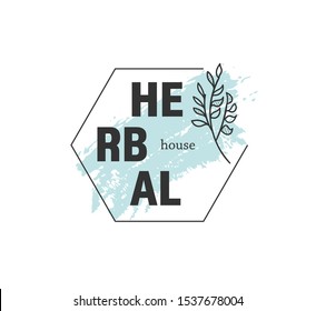 Botanical logo outline drawing. Minimal floral vintage style. Doodle plant vector illustration. Pure nature organic brush. Line drawing. Botanical floral badge collection. Eco product emblem set.