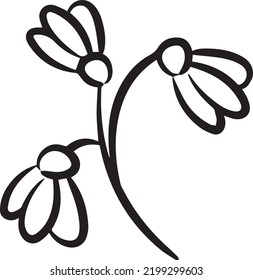 Botanical logo outline drawing. Minimal floral vintage style. Doodle plant vector illustration. Pure nature organic brush. Line drawing. Botanical floral badge
