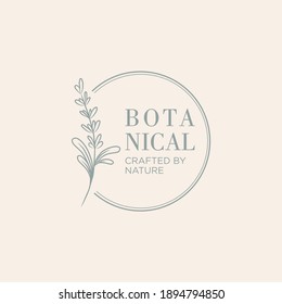 Botanical logo template design. Vector floral hand drawn logo template in elegant and minimal style