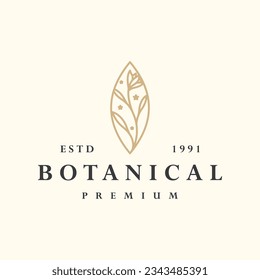 Botanical logo vector icon illustration hipster vintage retro