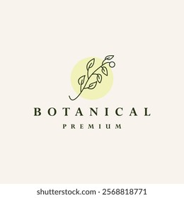 Botanical Logo with Wild Flower and Leaves. Logo for spa and beauty salon