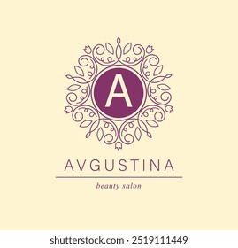 Botanical Logos. Monogram of letters A. with Organic Plant Elements. Vector design. for beauty salon or art studio.