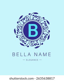 Botanical Logos. Monogram of letters B. with Organic Plant Elements. Vector design. for beauty salon or art studio.