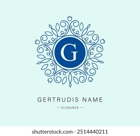 Botanical Logos. Monogram of letters G. with Organic Plant Elements. Vector design. for beauty salon or art studio.