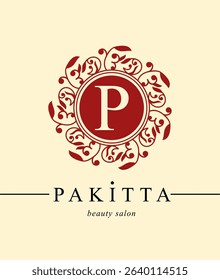 Botanical Logos. Monogram of letters P. with Organic Plant Elements. Vector design. for beauty salon or art studio.