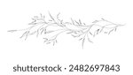 Botanical of long branches and leaves with hand drawn in line art. Floral outline vector illustration suit for design of tattoo, logo, invitations, greeting cards, or coloring pages.