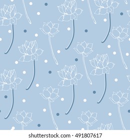 Botanical lotus flower seamless pattern vector. 