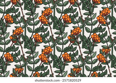 Botanical marigold abstract seamless plant pattern vector illustration. Repeating floral print calendula in vintage green pastel colors.Graphic design for Wallpaper Wedding Cover Wrapping pack Textile