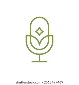 botanical microphone public education line logo design vector
