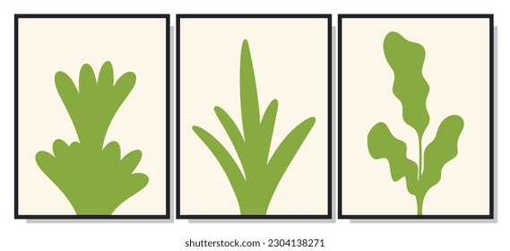 Botanical minimalist wall art poster vector set. Design for wall framed prints, canvas prints, poster, home decor, cover, wallpaper