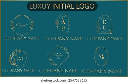 Botanical Minimalistic, ap,ku,ib,na initial Logos set Elements