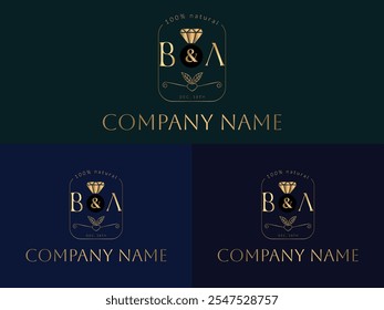 Botânico Minimalista, ba inicial Elementos de logotipos