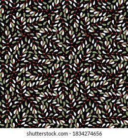 Botanical Mistletoe seamless pattern design