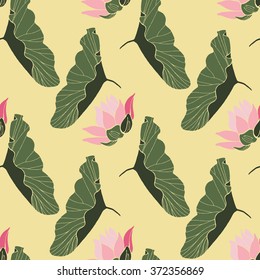 Botanical mix lotus flower pattern vector on old paper