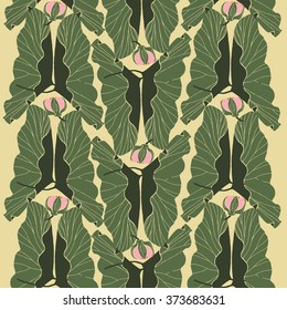 Botanical mix lotus flower pattern vector on old paper