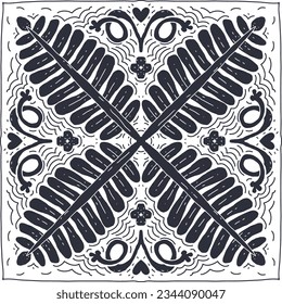 botanical motive hand drawn bandana