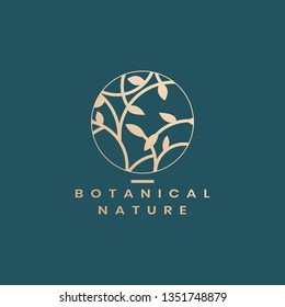 Botanical nature circle badge vector