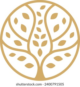 Botanical nature icon set. Modern tree logos. Plant symbols.