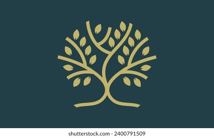 Botanical nature icon set. Modern tree logos. Plant symbols.