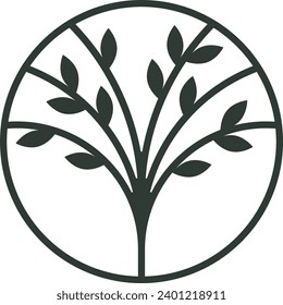 Botanical nature icon set. Modern tree logos. Plant symbols.