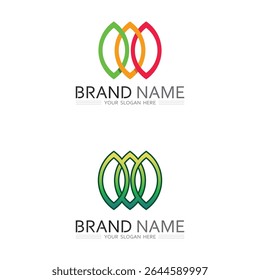 Botanical Nature Logo with Leaf Symbol for Eco Farm and Organic Brand