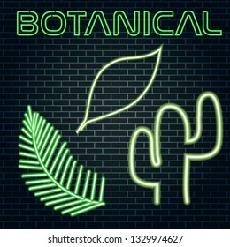 botanical neon sign, illustration in vector format