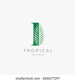 botanical odd leaf logo concept. elegant design palm leaves element icon vector illustration 