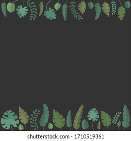 Botanical Ornament with plants. Vector illustration. Space fore text, social media design. Border design. Leaves, flowers, nature home decorating. Floral background.