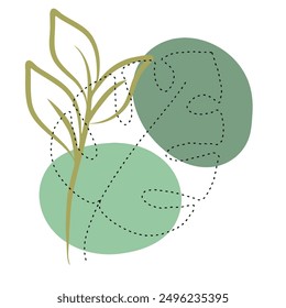 Botanical outline drawing aesthetic abstract wall art decoration vector illustration