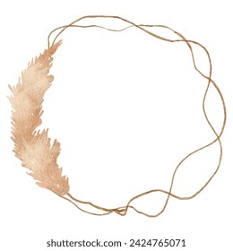 Botanical Painting: Dried Pampas Watercolor Illustration Capturing Natural Beauty