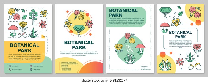 Botanical park brochure template layout. Natural foliage. Flyer, booklet, leaflet print design with linear illustrations. Vector page layouts for magazines, annual reports, advertising posters