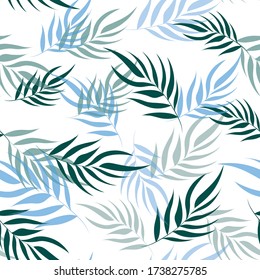 botanical pattern with composition of monochromatic and little bit of blue