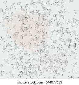 Botanical pattern with dandelions. Summer theme