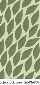Botanical pattern of elongated leaves in a delicate green scale. Watercolor effect, light texture. Ideal for packaging, fabric and decoration.