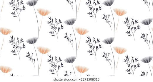 Botanical pattern of field herbs and flowers. Great for textiles.