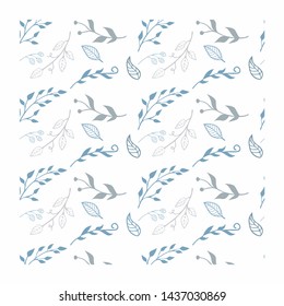 Botanical Pattern Floral Hand Draw, Vector frame  tropical leaves, herbs Natural greenery rustic 