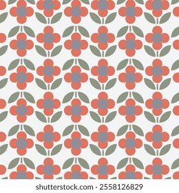 Botanical pattern flowers, leaves, and abstract shapes. Perfect for print, wallpaper, clipart, and home decoration. The seamless retro flower pattern colorful nature inspired with vintage pastel tones